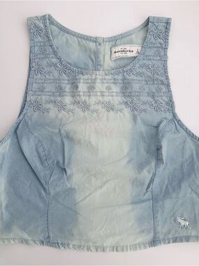 Abercrombie & Fitch Light Blue Embroidered Denim-Style Tank
